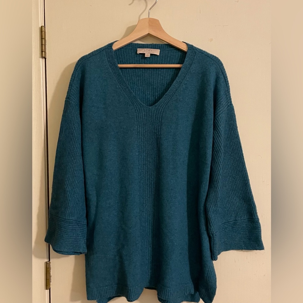 LOFT Teal V-Neck Sweater XL